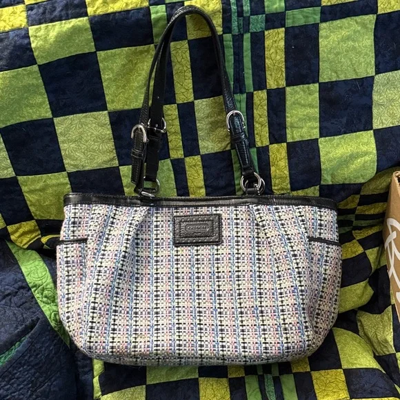 Coach Tweed Shoulder Bag with Black Trim - Picture 1 of 16